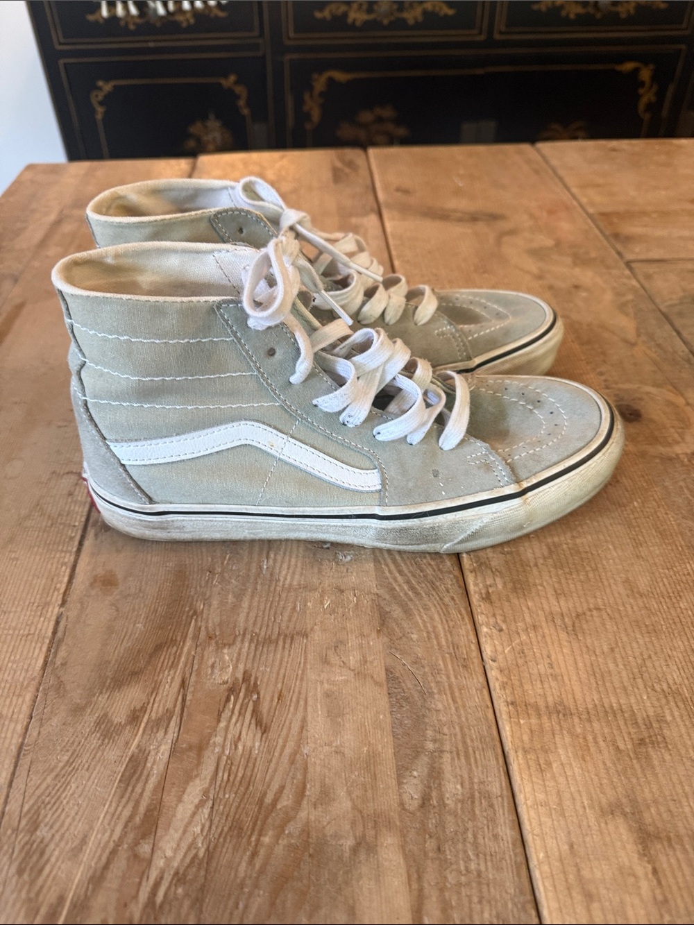 Vans High-Top Sneakers in Light Gray with White Stripe